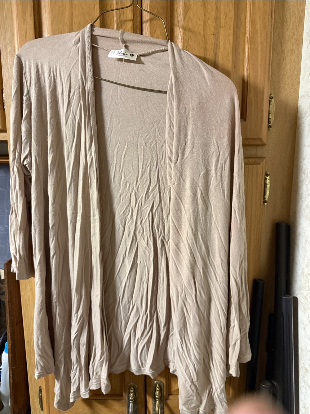 Women’s Open-Front Lightweight Cardigan in Light Taupe
